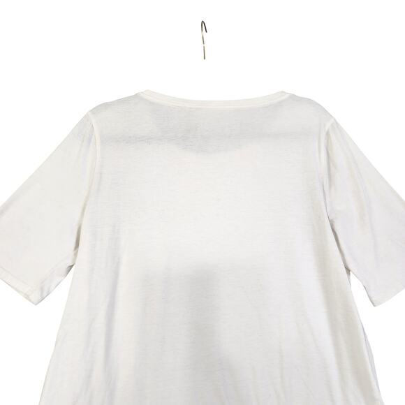 Talbots Womens Elbow Sleeve Tee Size Large White Blue Striped Hem Bow Tie Cotton - Picture 5 of 9